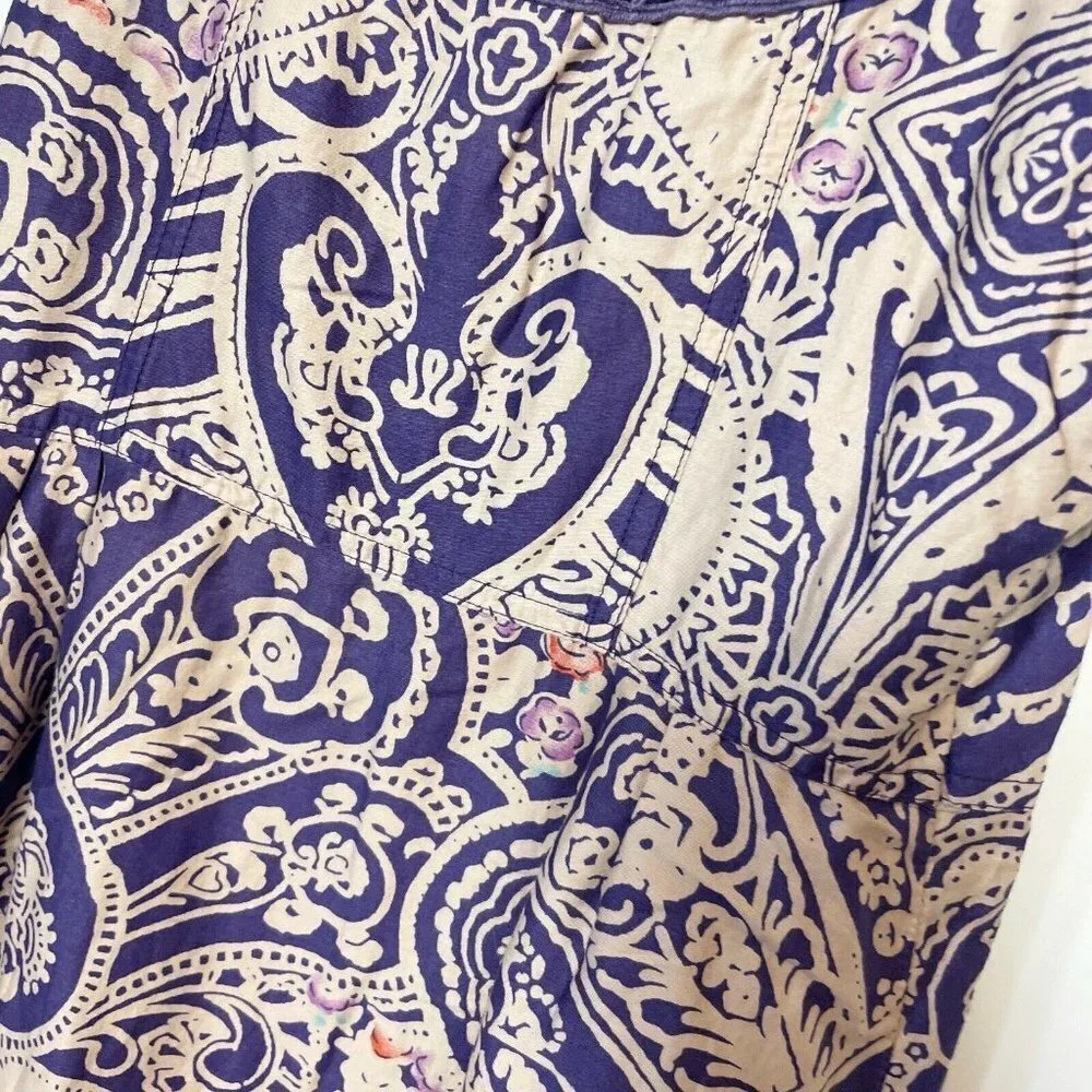 Free People Beaded Crochet Trim Sleeveless Mini Dress Purple Size 2 Paisley Boho